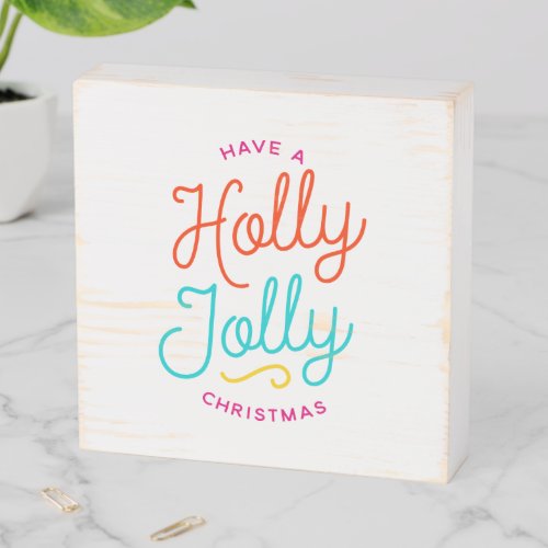 Holly Jolly Christmas Wooden Box Sign