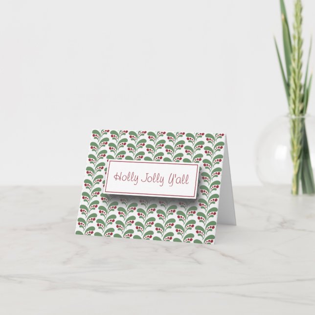 Holly Jolly Christmas Y'all - Foliage - Greenery - Holiday Card (Front)