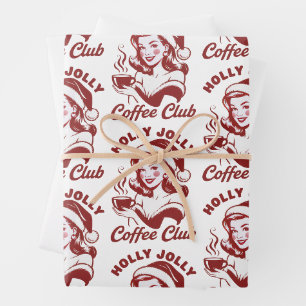 Holly Jolly Coffee Club Snarky Christmas Sarcastic Wrapping Paper Sheets