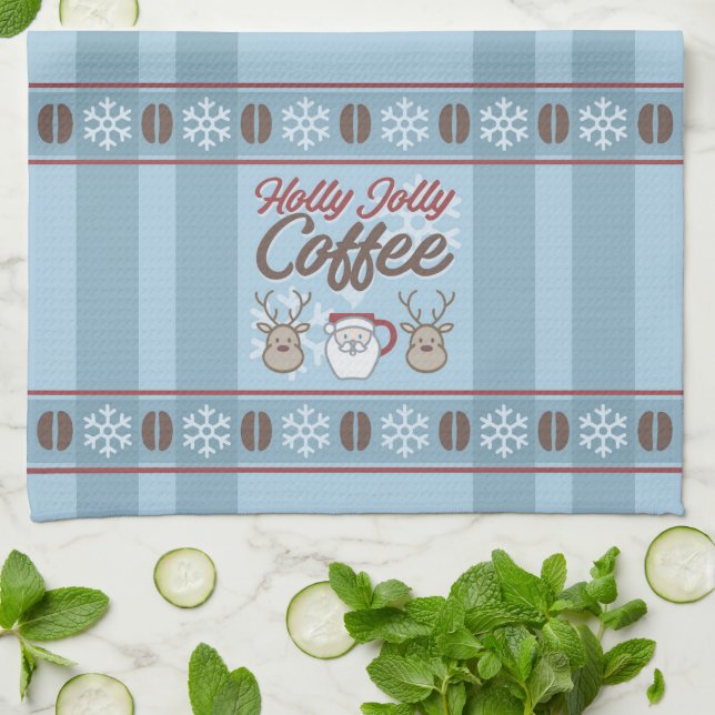 Holly Jolly Coffee Kitchen Towel (Folded)