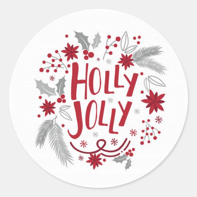 Holly Jolly Customizable Christmas Stickers (Front)