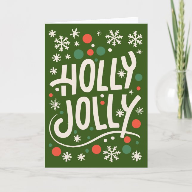 Holly Jolly - Cute Christmas Card - Blank 5" x 7" (Front)