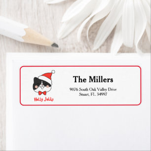 Holly Jolly Cute Christmas Santa Cat Address Label
