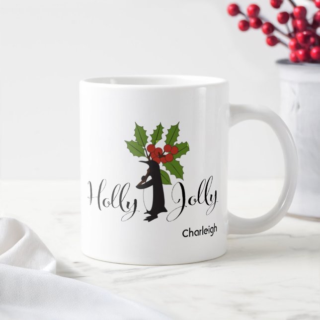 Holly Jolly Cute Funny Penguin Christmas Giant Coffee Mug (Creator Uploaded)