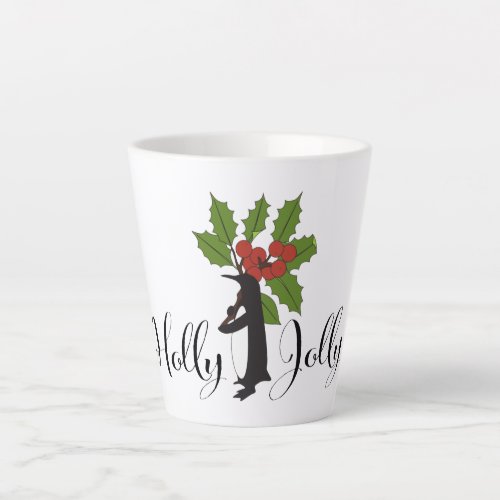 Holly Jolly Cute Funny Penguin Christmas Latte Mug