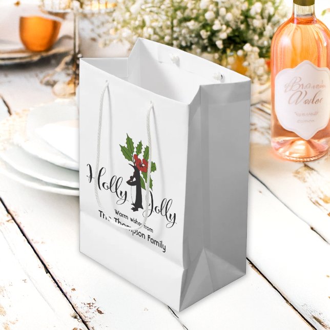 Holly Jolly Cute Funny Penguin Christmas Medium Gift Bag (Creator Uploaded)