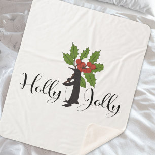 Holly Jolly Cute Funny Penguin Christmas Sherpa Blanket