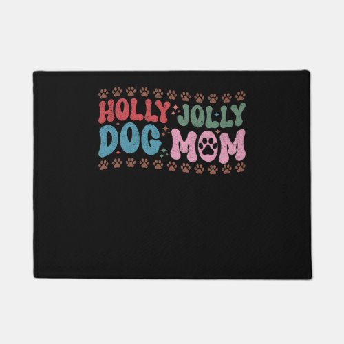 Holly Jolly Dog Mom Christmas Doormat