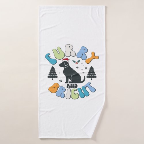 Holly Jolly Dog Mom Christmas Retro Bath Towel