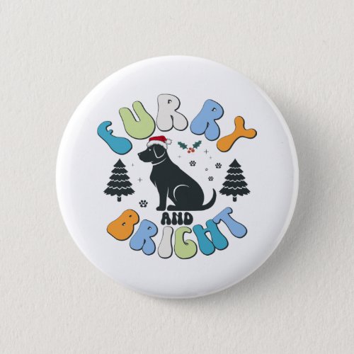 Holly Jolly Dog Mom Christmas Retro Button