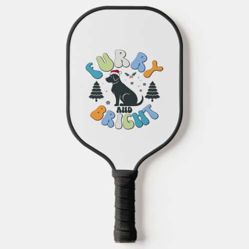 Holly Jolly Dog Mom Christmas Retro Pickleball Paddle