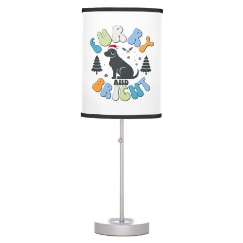 Holly Jolly Dog Mom Christmas Retro Table Lamp