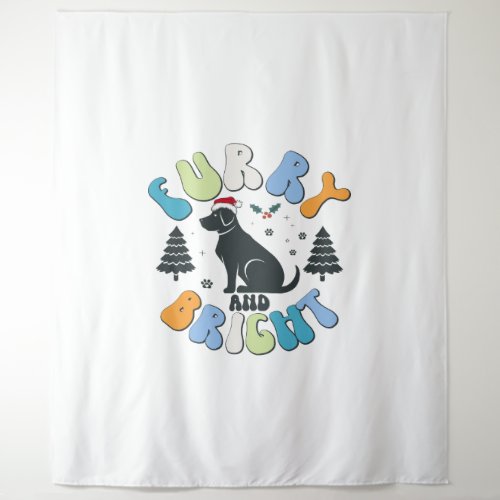 Holly Jolly Dog Mom Christmas Retro Tapestry