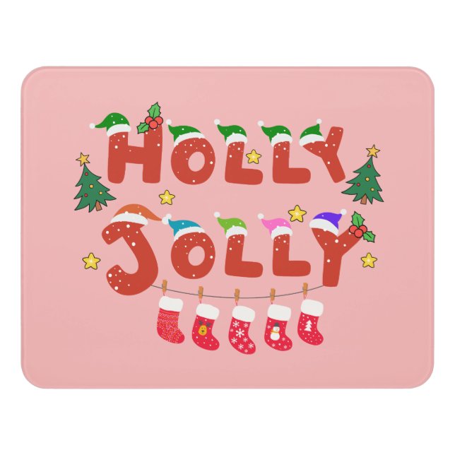 Holly Jolly Door Sign (Contemporary Front)