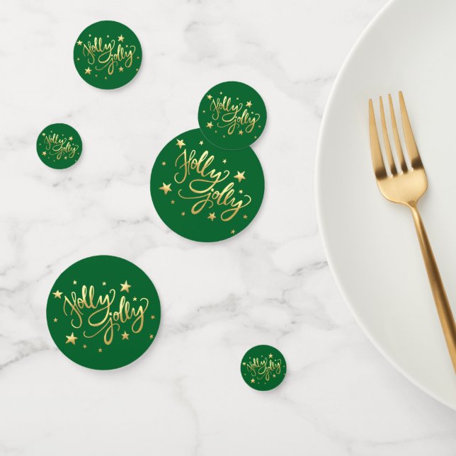 Holly Jolly | Elegant Gold Faux Foil Script Confetti (Group)