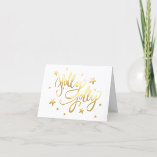 Holly Jolly Elegant Gold Faux Foil Script Holiday Card