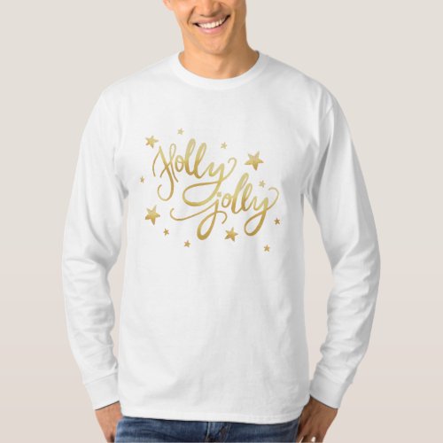 Holly Jolly  Elegant Gold Faux Foil Script T_Shirt