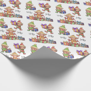 Holly Jolly Elves Wrapping Paper