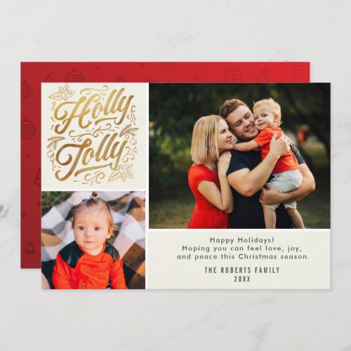 holly jolly family christmas photo collage card
