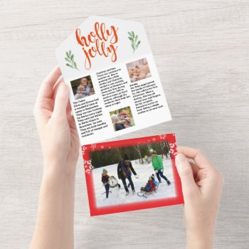 Holly Jolly Family Update Newsletter Christmas  All In One Invitation by Zazzimsical at Zazzle