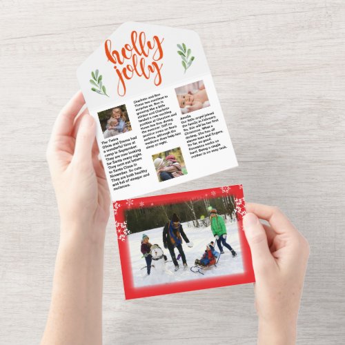 Holly Jolly Family Update Newsletter Christmas  All In One Invitation
