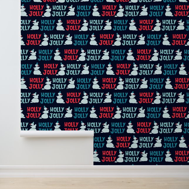 Holly Jolly Festive Snowman Christmas Holidays Wallpaper (Application)