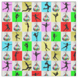 HOLLY JOLLY FIGURE SKATER CHRISTMAS DESIGN FABRIC