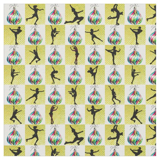 HOLLY JOLLY FIGURE SKATER CHRISTMAS DESIGN FABRIC