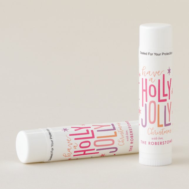 "Holly Jolly" Fun and Festive Custom Christmas Lip Balm (Front)