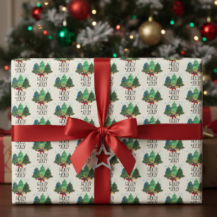 Holly Jolly Gamer Christmas Tree Wrapping Paper