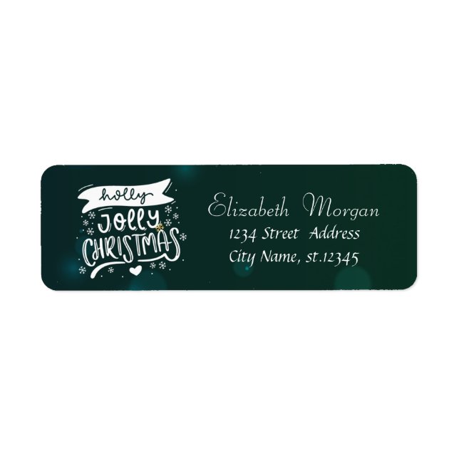Holly Jolly,Green Holiday, Christmas Label (Front)