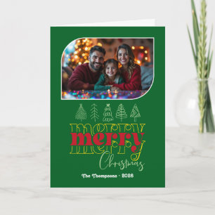 Holly Jolly Hand Drawn Merry Christmas Photo Holiday Card