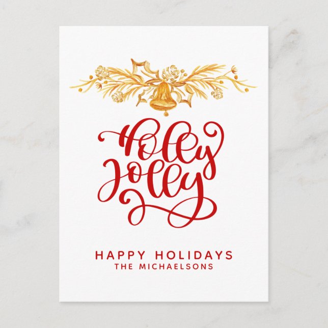 Holly Jolly | Happy Holidays Postcard (Front)