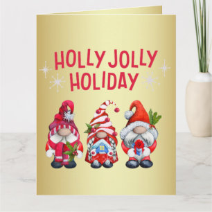 Holly Jolly Holiday Gnomes Card