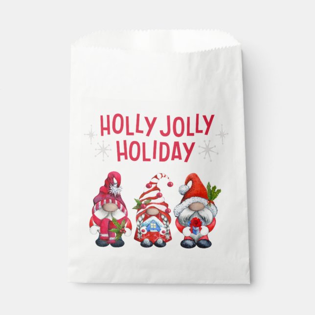 Holly Jolly Holiday Gnomes    Favor Bag (Front)