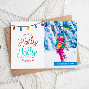 Holly Jolly Holiday Photo Card Greeting on Back