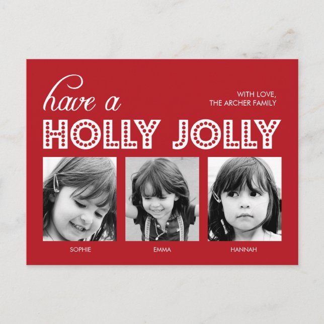 Holly Jolly Holiday Photo Card Postcard (Front)