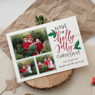 Holly Jolly   Holiday Photo Collage Card