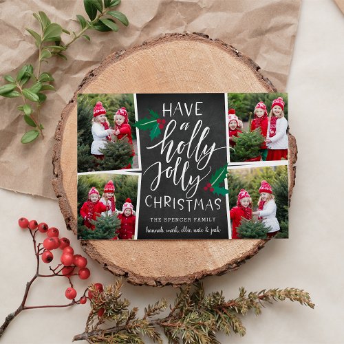 Holly Jolly  Holiday Photo Collage Card