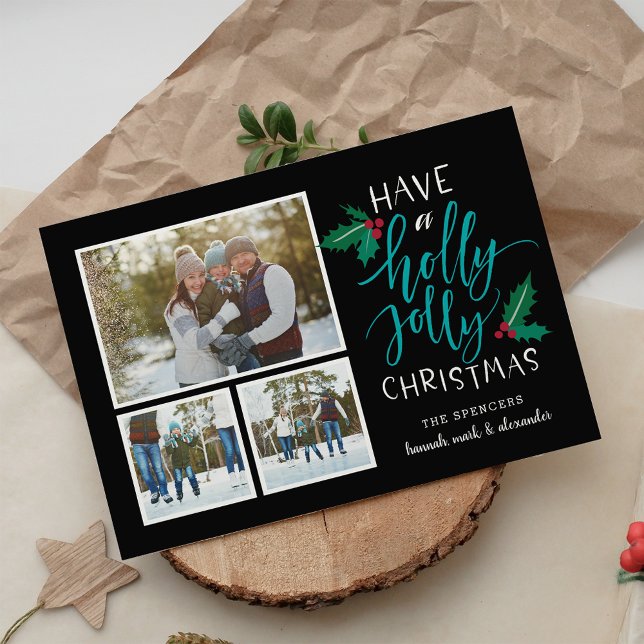 Holly Jolly | Holiday Photo Collage Card (Creator Uploaded)
