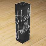 Holly Jolly Holiday Wine Box. Wine Box<br><div class="desc">A sparkly Holly Jolly on a chalkboard background decorates this trendy holiday wine box.</div>