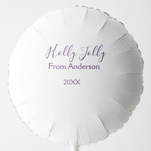 Holly Jolly holidays add name family year purple s Balloon