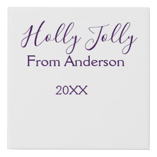 Holly Jolly holidays add name family year purple s Faux Canvas Print