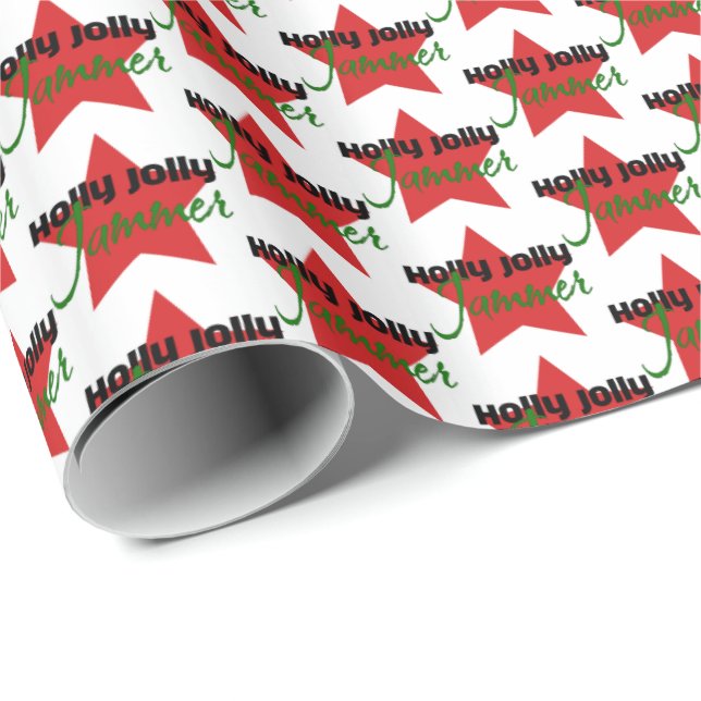 Holly Jolly Jammer, Roller Derby Skating Christmas Wrapping Paper (Roll Corner)