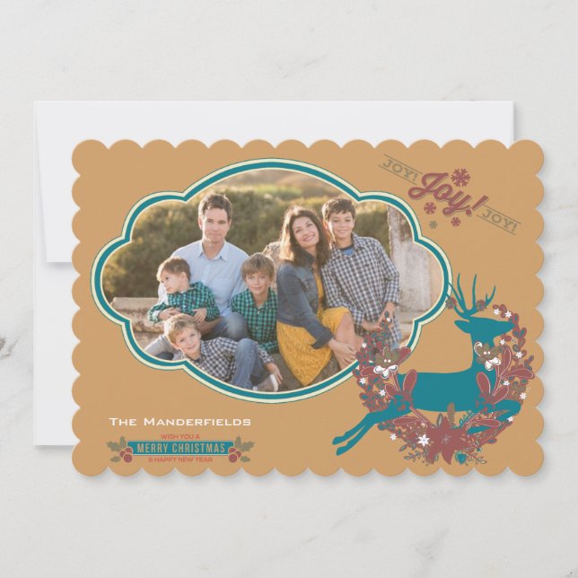 Holly Jolly Joy Christmas Holiday Photo Card (Front)