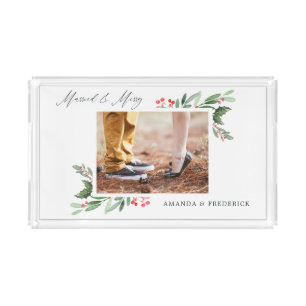 Holly Jolly Married and Merry Photo Acrylic Tray