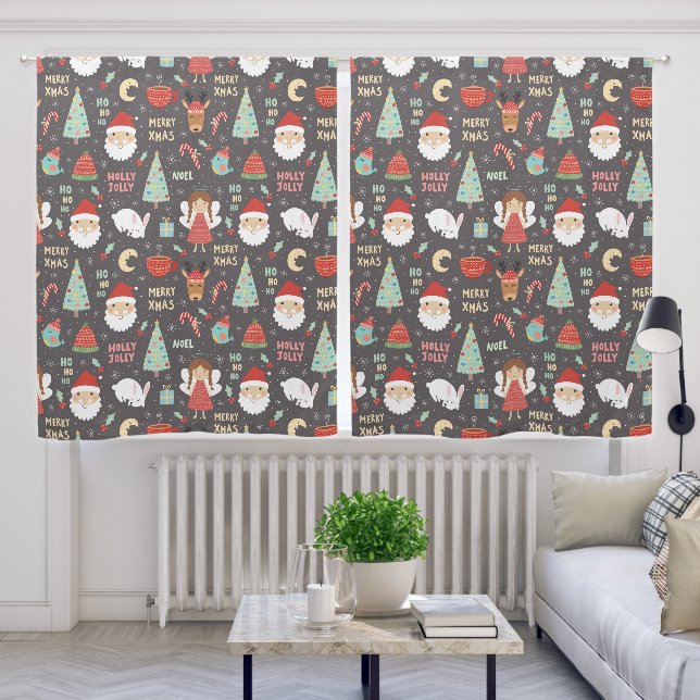 Holly Jolly Merry Christmas Blackout Curtains (Living Room)