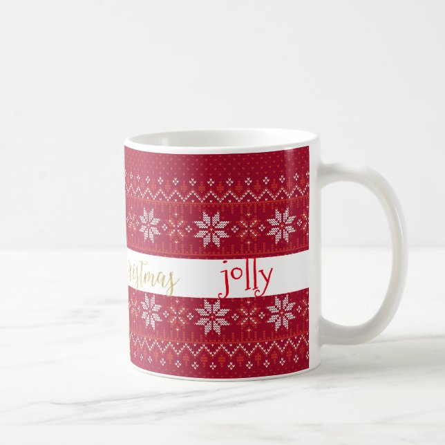 Holly Jolly Merry Fair Isle Knit Coffee Mug (Right)