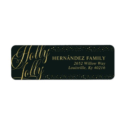 Holly Jolly Modern Green Gold Christmas Address Label