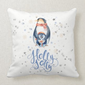 Holly Jolly Modern Typography &amp; Christmas Penguins